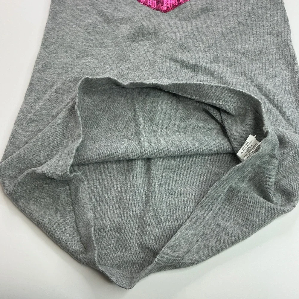 The Children's Place Grey Sweater Dress Kids 5/6 Pink Sequin Heart Short Slv